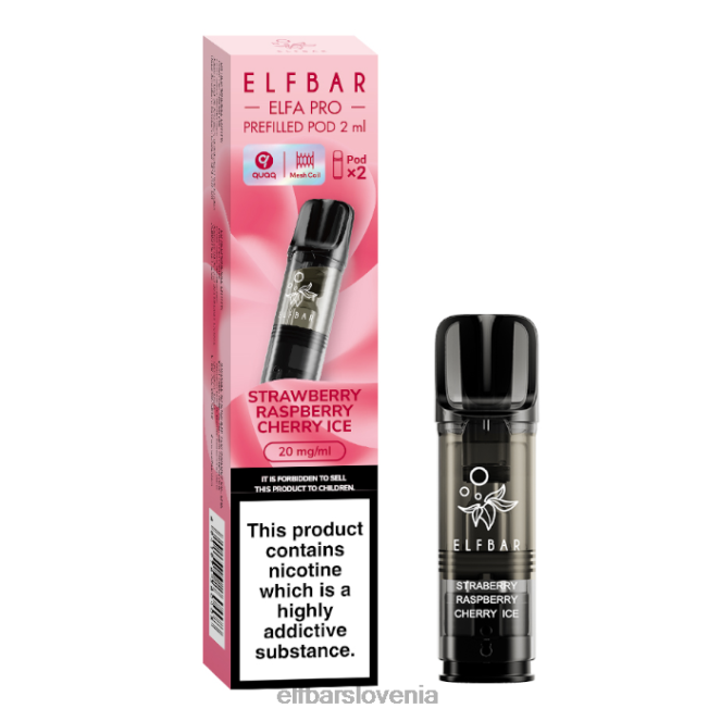 elfbar elfa pro napolnjeni stroki - 20 mg - 2pk 42VJN92 jagoda malina češnjev led