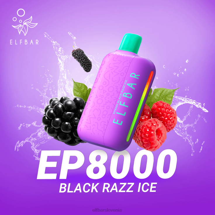 ELFBAR Vape za enkratno uporabo new ep8000 puffs črni razz led 80DD670