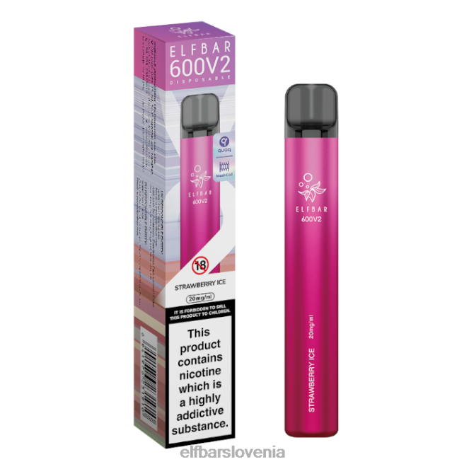 elfbar 600v2 vape za enkratno uporabo - 20 mg 42VJN14 jagodni led