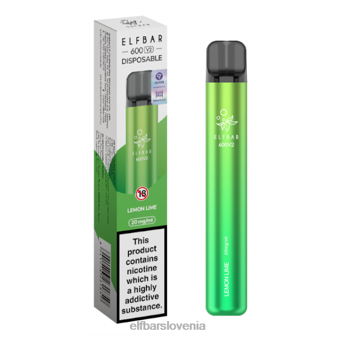 elfbar 600v2 vape za enkratno uporabo - 20 mg 42VJN15 limona limeta