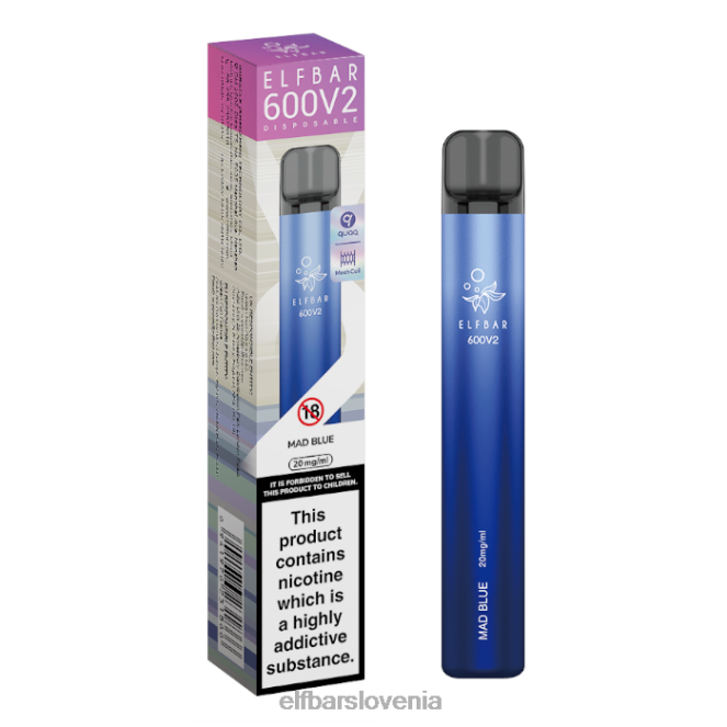 elfbar 600v2 vape za enkratno uporabo - 20 mg 42VJN20 noro modra