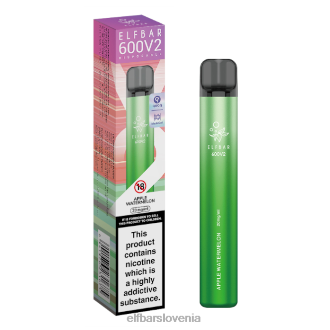elfbar 600v2 vape za enkratno uporabo - 20 mg 42VJN21 jabolko lubenica