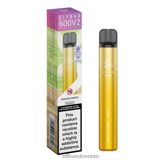 elfbar 600v2 vape za enkratno uporabo - 20 mg 42VJN22 banana mango
