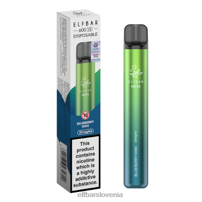 elfbar 600v2 vape za enkratno uporabo - 20 mg 42VJN23 borovničev kivi