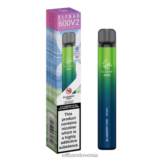 elfbar 600v2 vape za enkratno uporabo - 20 mg 42VJN23 borovničev kivi
