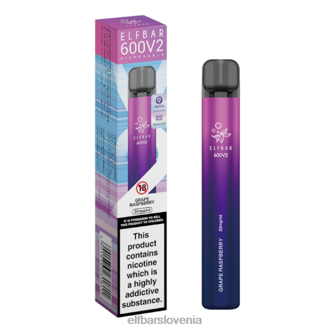 elfbar 600v2 vape za enkratno uporabo - 20 mg 42VJN24 grozdna malina