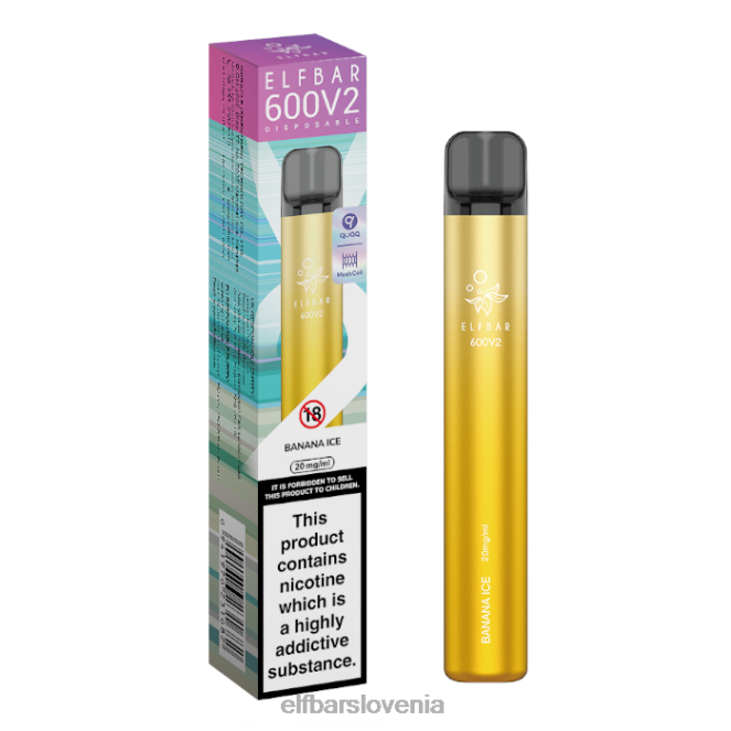 elfbar 600v2 vape za enkratno uporabo - 20 mg 42VJN9 bananin led